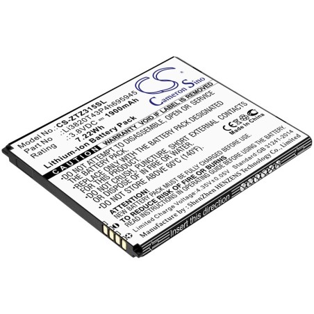 Batterie pour ZTE Z3153VPP (1900 mAh/7.22 Wh, 3.8 V)