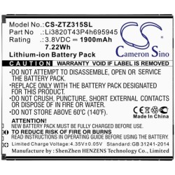 Batterie pour ZTE Z3153VPP (1900 mAh/7.22 Wh, 3.8 V)
