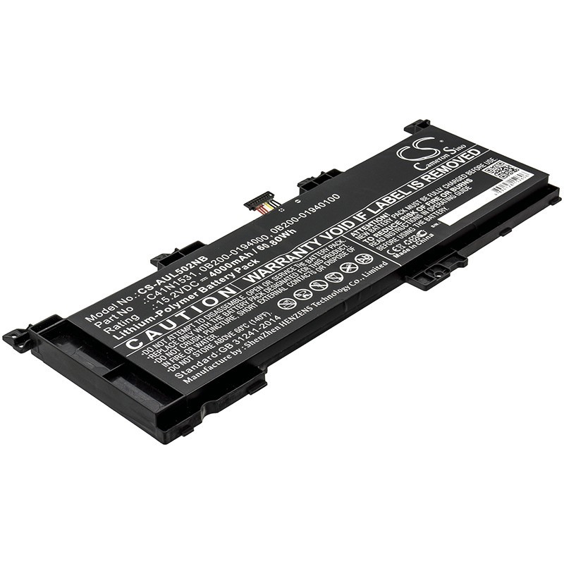 Batterie pour Asus GL502VS-FY353T (4000 mAh/60.8 Wh, 15.2 V)