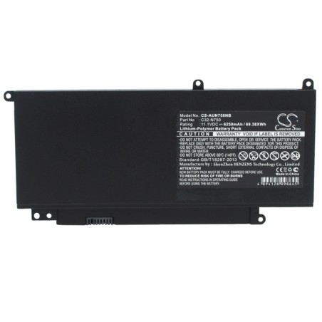 Batterie pour Asus N750JK-T4152H (6250 mAh/69.38 Wh, 11.1 V)