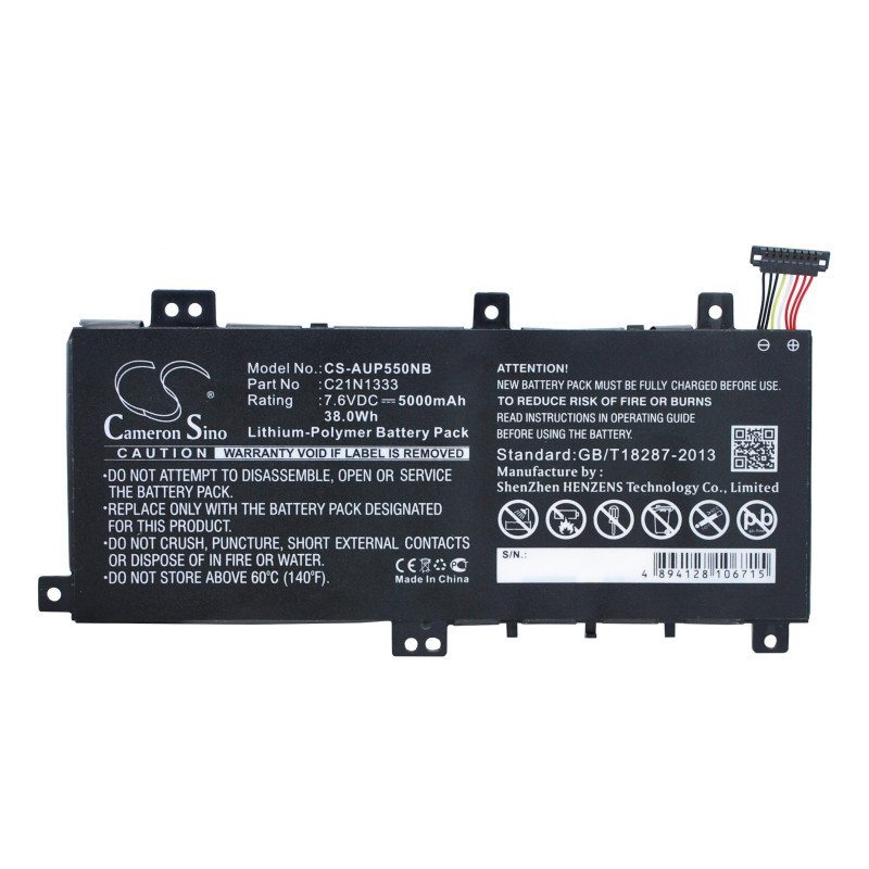 Batterie pour Asus R554LAB (5000 mAh/38 Wh, 7.6 V)