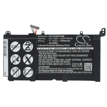 Batterie pour Asus V551L (4500 mAh/49.95 Wh, 11.1 V)