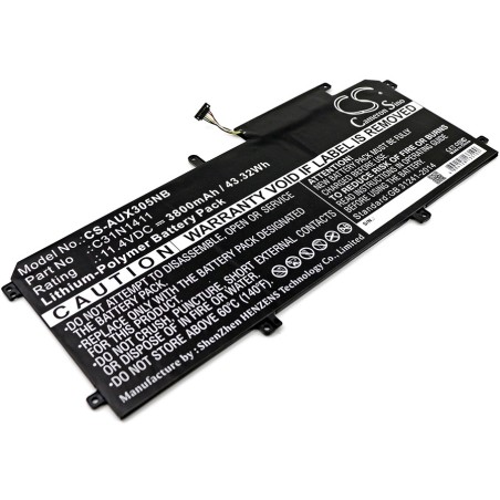 Batterie pour Asus ZenBook UX305FA-FC005T (3800 mAh/43.32 Wh, 11.4 V)