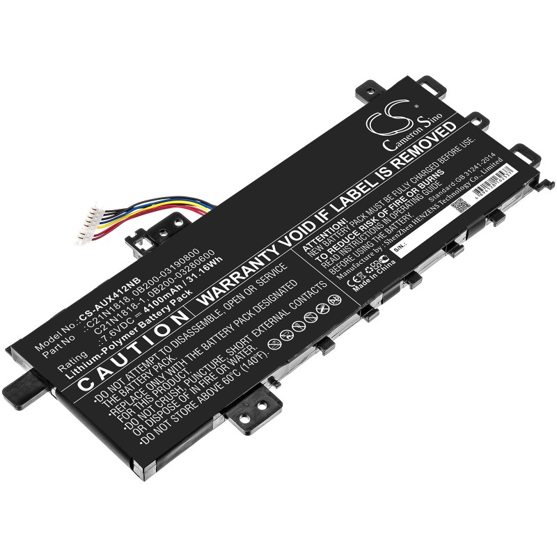 Batterie pour Asus VivoBook 14 X412UA-EK425T (4100 mAh/31.16 Wh, 7.6 V)