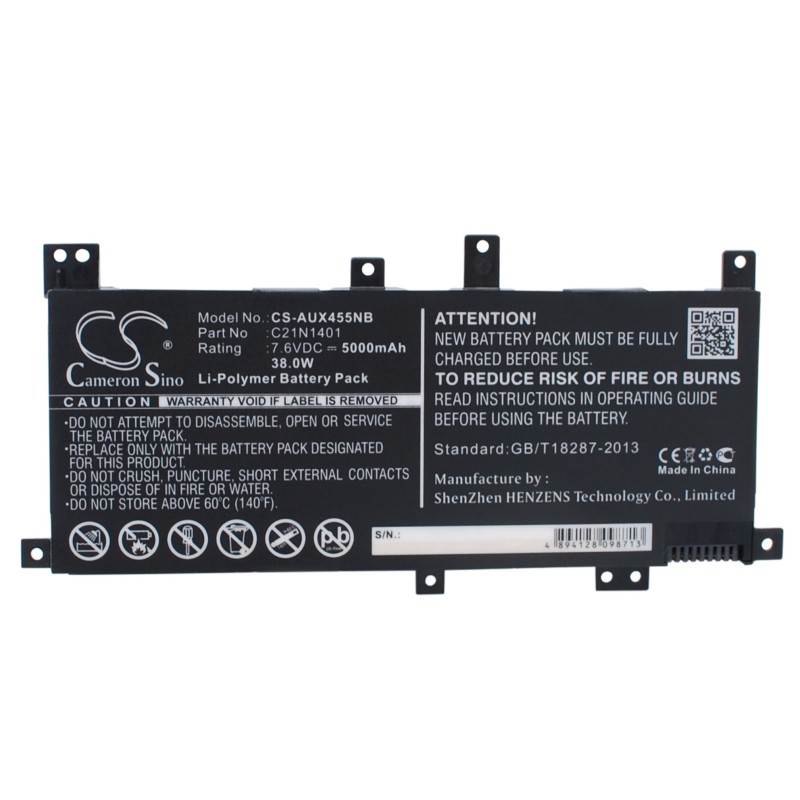 Batterie pour Asus X454LA-WX426D (5000 mAh/38 Wh, 7.6 V)
