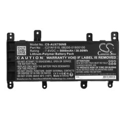 Batterie pour Asus K756UV-TY218T (5000 mAh/38 Wh, 7.6 V)