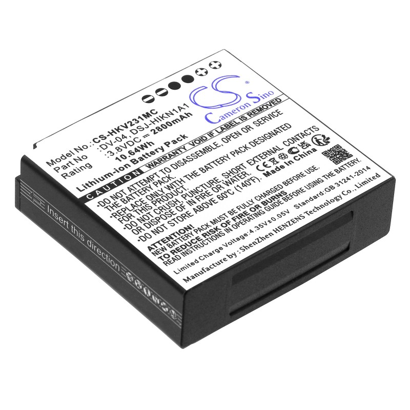 Batterie pour Hikvision DS-MH1310-N1(B) (2800 mAh/10.64 Wh, 3.8 V)
