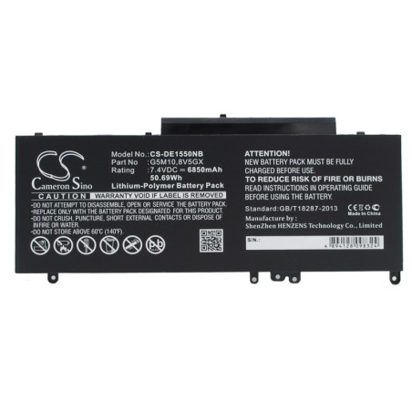 Batterie pour Dell R0TMP (6850 mAh/50.69 Wh, 7.4 V)