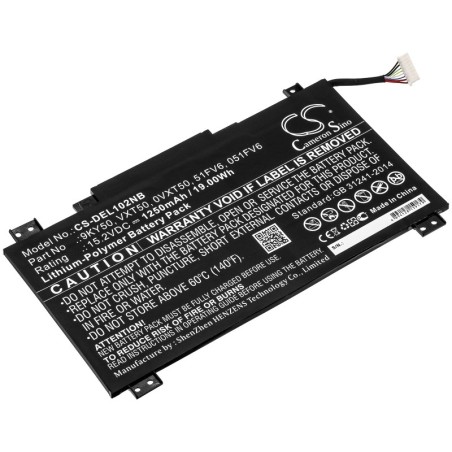Batterie pour Dell 051FV6 (1250 mAh/19 Wh, 15.2 V)