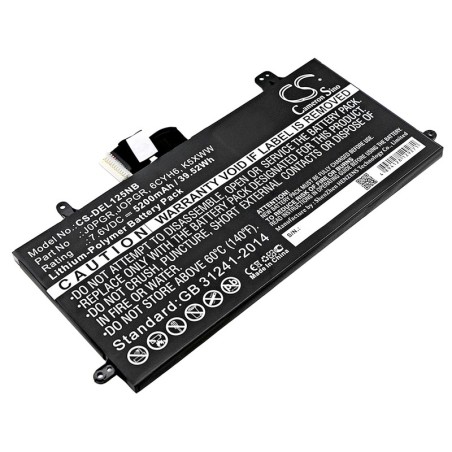 Batterie pour Dell J0PGR (5200 mAh/39.52 Wh, 7.6 V)