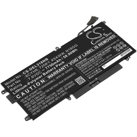 Batterie pour Dell Latitude E5289 (7750 mAh/58.9 Wh, 7.6 V)