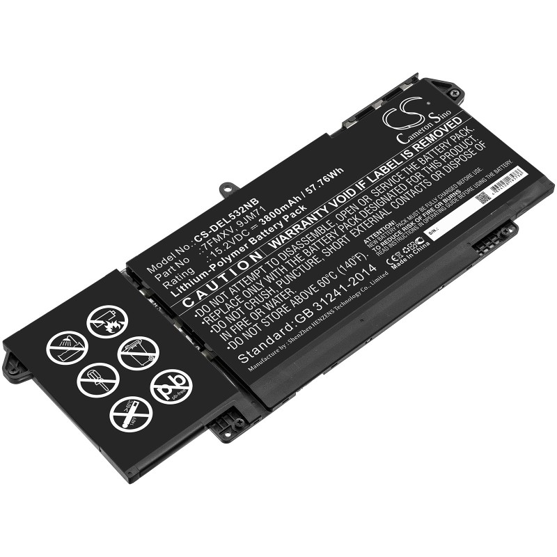 Batterie pour Dell 7FMXV (3800 mAh/57.76 Wh, 15.2 V)