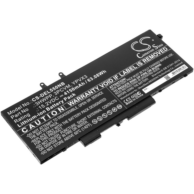 Batterie pour Dell 3PCVM (4150 mAh/63.08 Wh, 15.2 V)