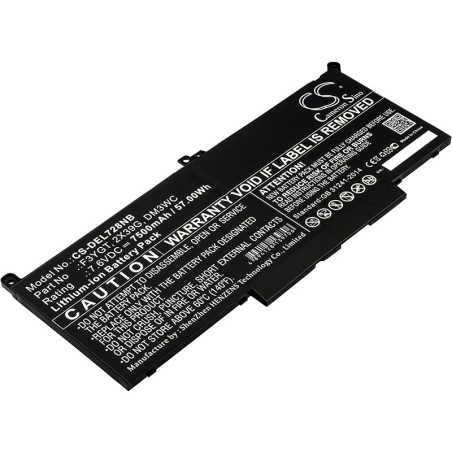 Batterie pour Dell 451-BBYE (7500 mAh/57 Wh, 7.6 V)