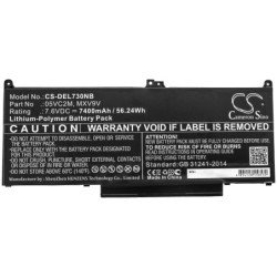 Batterie pour Dell MXV9V (7400 mAh/56.24 Wh, 7.6 V)