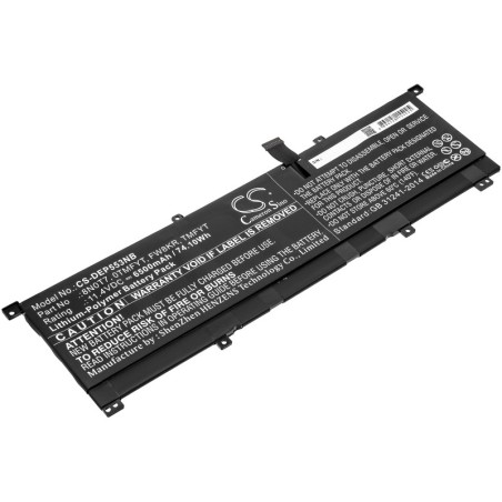 Batterie pour Dell TMFYT (6500 mAh/74.1 Wh, 11.4 V)