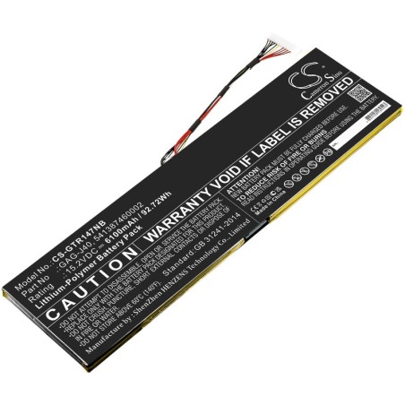 Batterie pour Gigabyte Aorus 17 (6100 mAh/92.72 Wh, 15.2 V)