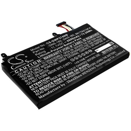Batterie pour Gateway 961TA010FA (6600 mAh/73.26 Wh, 11.1 V)