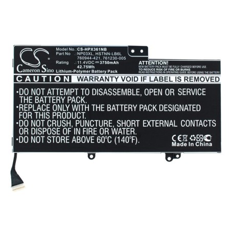 Batterie pour HP NP03XL (3750 mAh/42.75 Wh, 11.4 V)