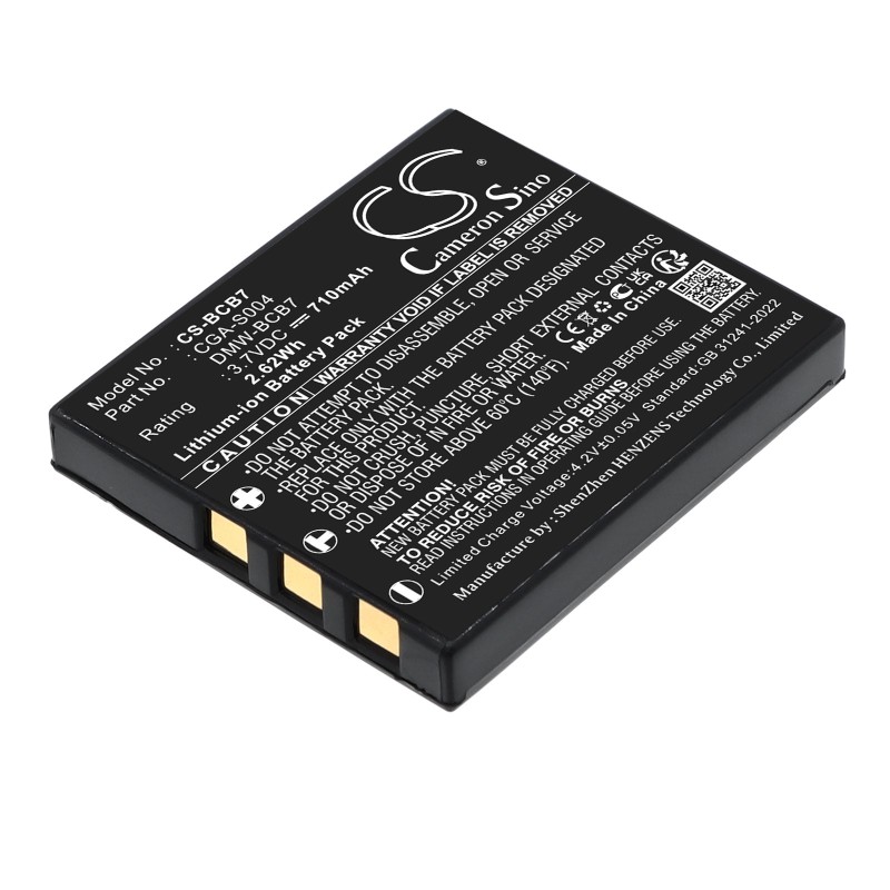 Batterie pour Panasonic Lumix DMC-FX2 (710 mAh/2.63 Wh, 3.7 V)
