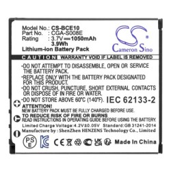 Batterie pour Panasonic Lumix DMC-FX37A (1050 mAh/3.89 Wh, 3.7 V)