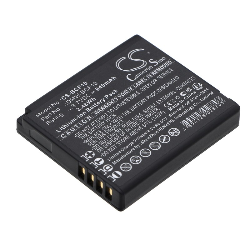 Batterie pour Panasonic DMW-BCF10PP (940 mAh/3.48 Wh, 3.7 V)