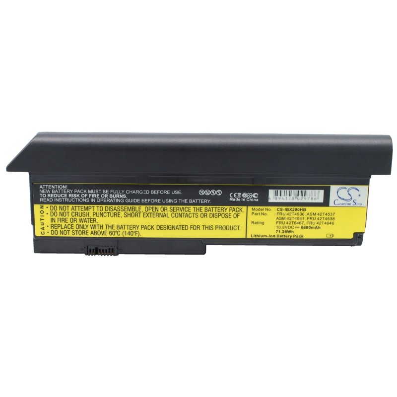 Batterie pour IBM ASM 42T4541 (6600 mAh/71.28 Wh, 10.8 V)