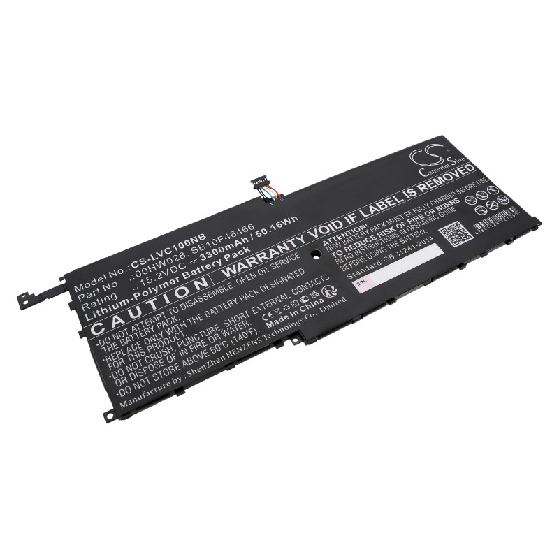 Batterie pour Lenovo ThinkPad X1 20FCS3WE00 (3300 mAh/50.16 Wh, 15.2 V)