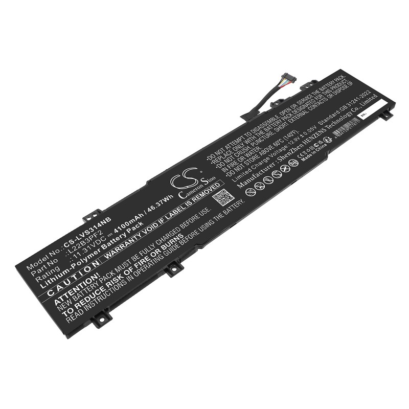 Batterie pour Lenovo IdeaPad Slim 3 14AMN8 82XN001XPH (4100 mAh/46.37 Wh, 11.31 V)
