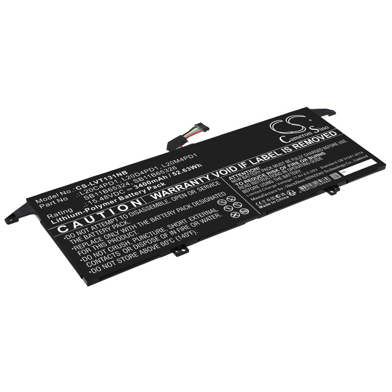 Batterie pour Lenovo ThinkBook 13x ITG 20WJ001QPE (3400 mAh/52.63 Wh, 15.48 V)