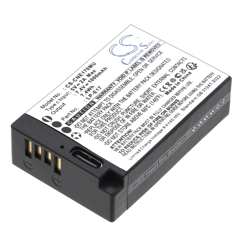 Batterie pour Canon LP-E17 (1000 mAh/7.4 Wh, 7.4 V)