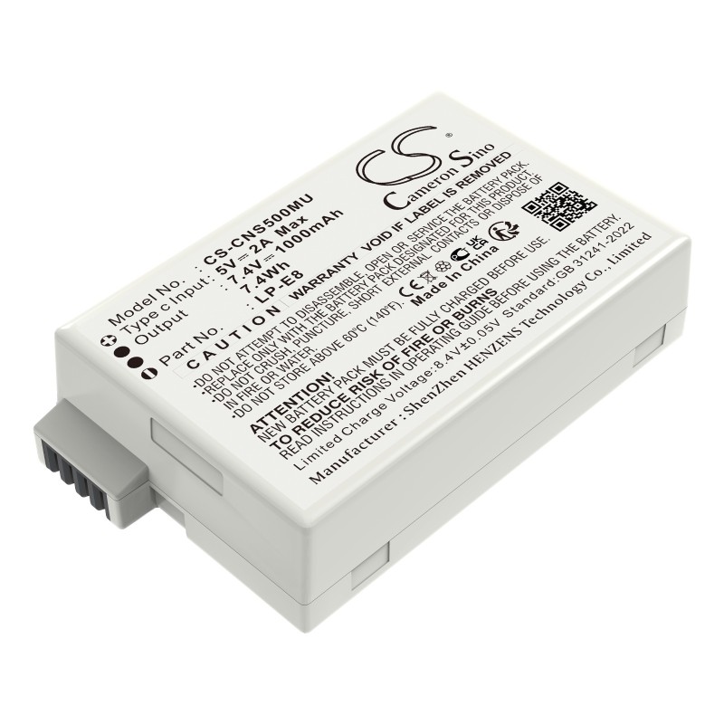 Batterie pour Canon LP-E8 (1000 mAh/7.4 Wh, 7.4 V)