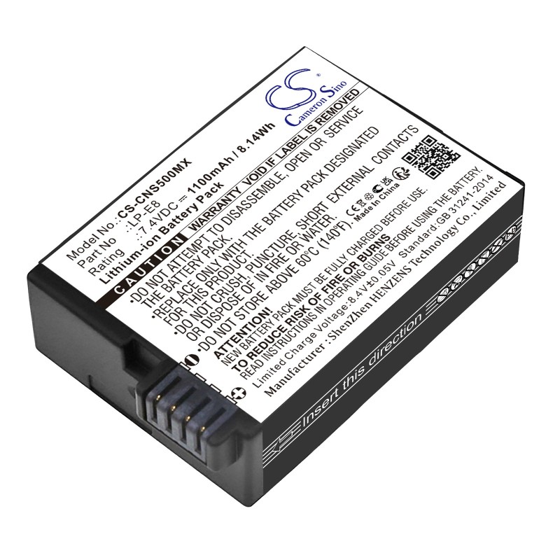 Batterie pour Canon LP-E8 (1100 mAh/8.14 Wh, 7.4 V)