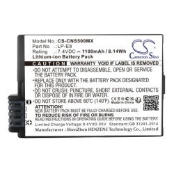 Batterie pour Canon EOS 600D (1100 mAh/8.14 Wh, 7.4 V)