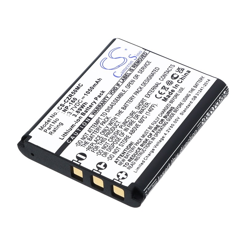 Batterie pour Casio NP-160 (1050 mAh/3.89 Wh, 3.7 V)