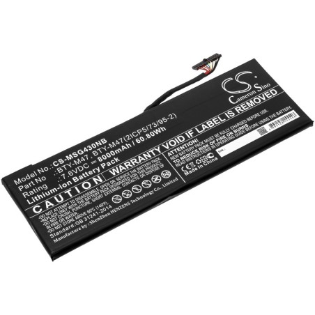 Batterie pour MSI MS-14A3 (8000 mAh/60.8 Wh, 7.6 V)