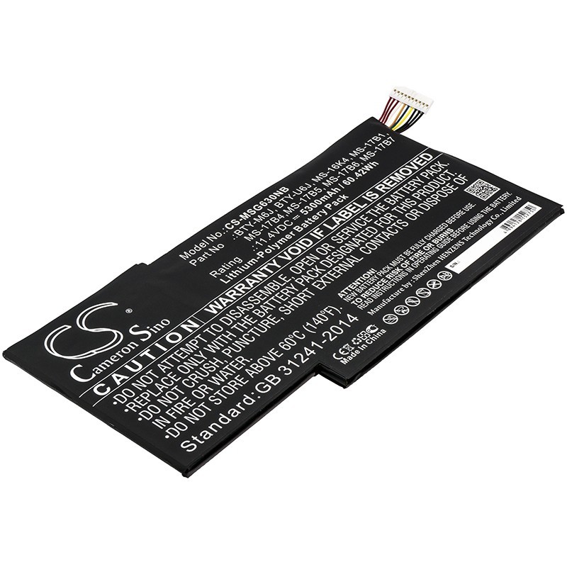 Batterie pour MSI MS-17B4 (5300 mAh/60.42 Wh, 11.4 V)