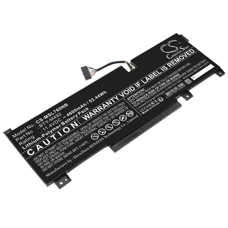 Batterie pour MSI Katana GF66 12UE-406UK (4600 mAh/52.44 Wh, 11.4 V)